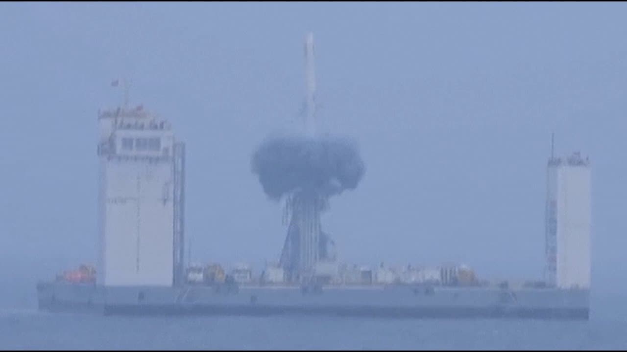 China’s first sea launch: Long March-11 launches from a ship at sea