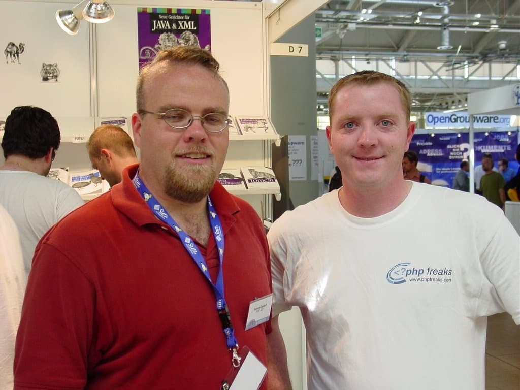 Eric with Rasmus Lerdorf, Founder of PHP (2002)