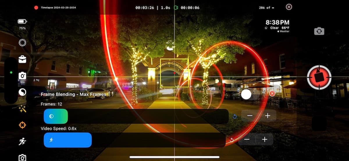 Frame blending settings in TimeLapsed App