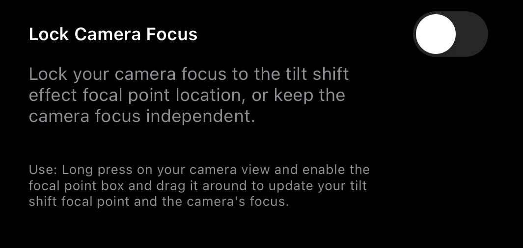 Locking focal point to camera focus