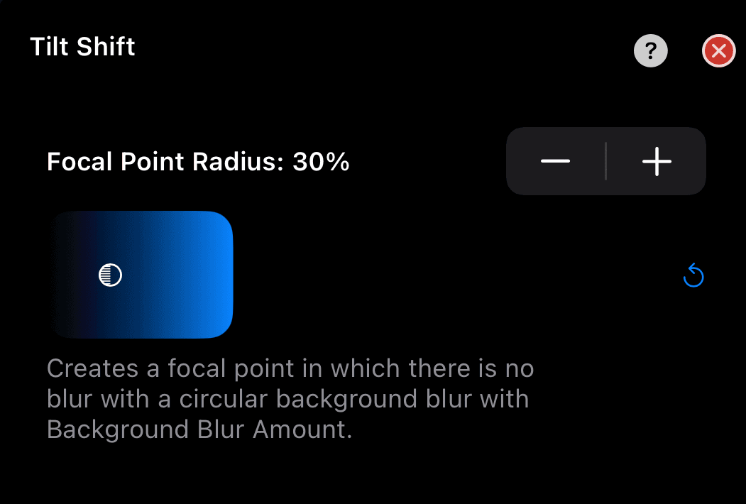 Adjusting focal point radius