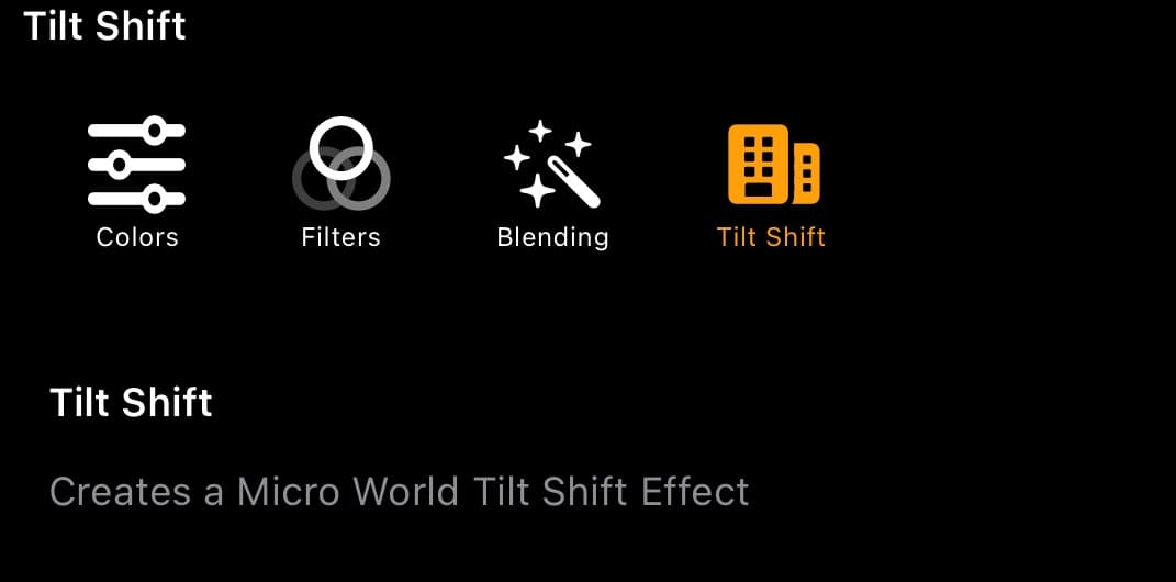 Tilt shift icon in the Image Enhancements tab