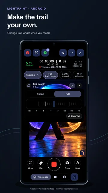 LightPaint Android trail-length controls during capture