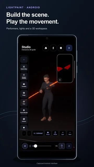 LightPaint Android Studio with a performer and light source