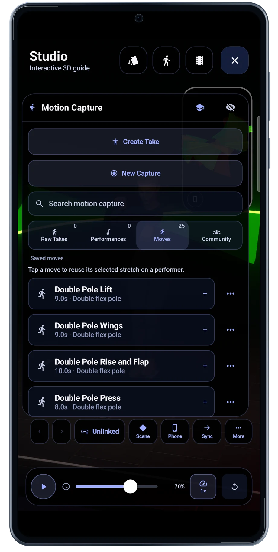 LightPaint Android: Studio motion capture moves