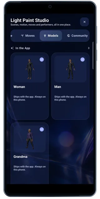 LightPaint Android: Studio models