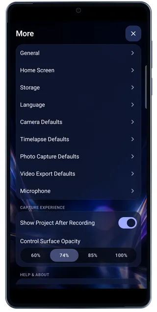 LightPaint Android: Settings