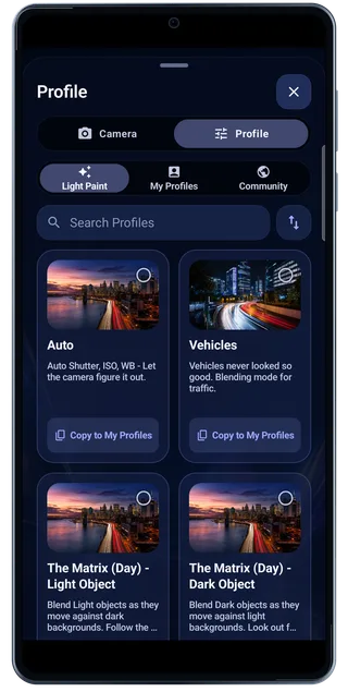 LightPaint Android: Profile picker