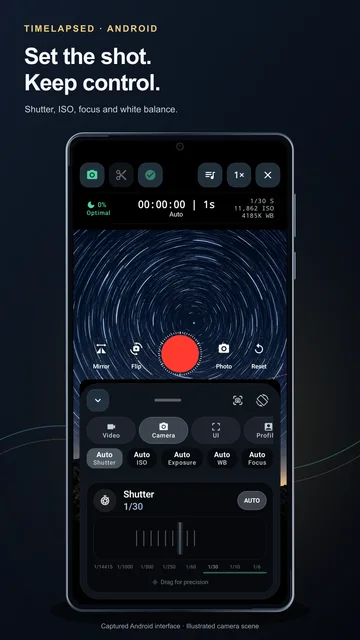 TimeLapsed Android manual shutter controls