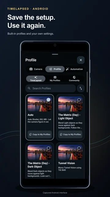 TimeLapsed Android camera profile library
