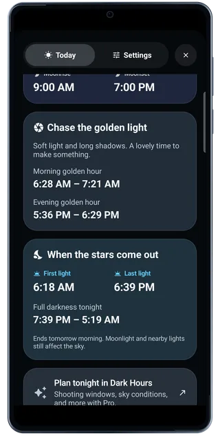 TimeLapsed Android: Today sheet more