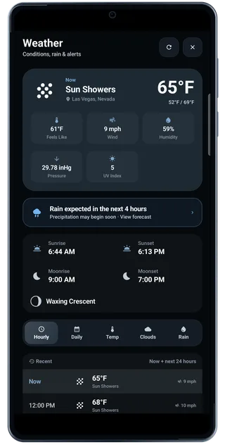 TimeLapsed Android: Weather panel
