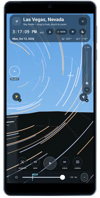 TimeLapsed Android: Sky guide time scrub trails