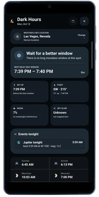 TimeLapsed Android: Dark hours