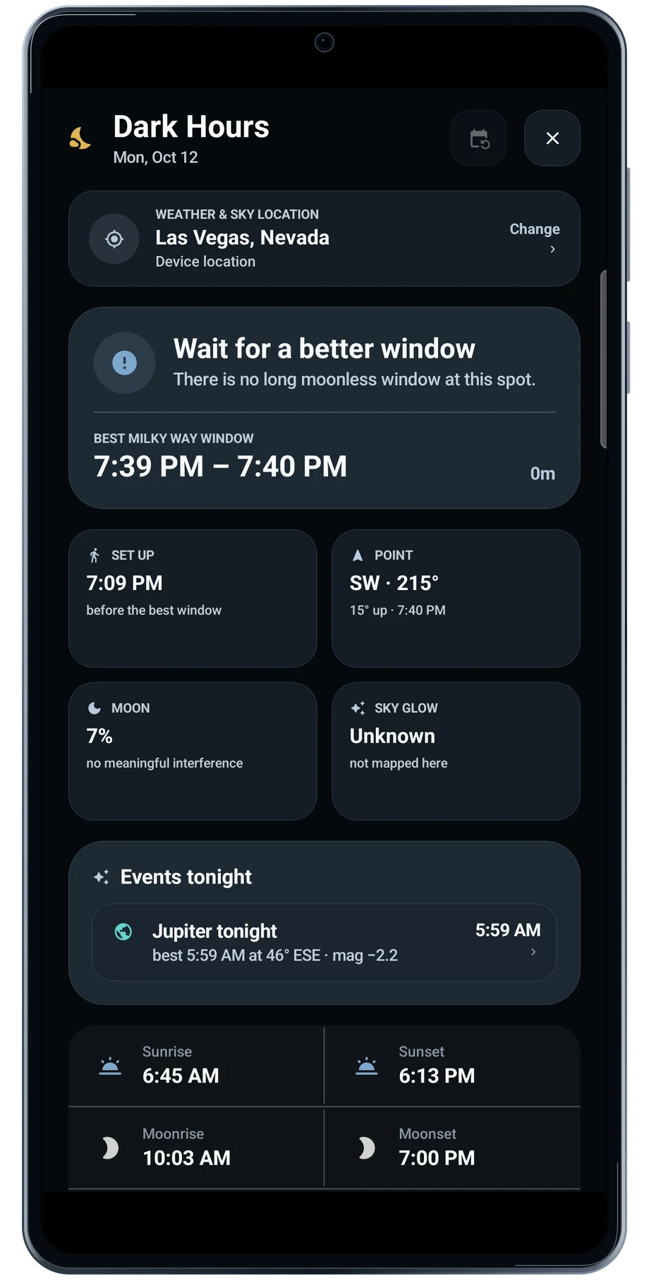TimeLapsed Android: Dark hours