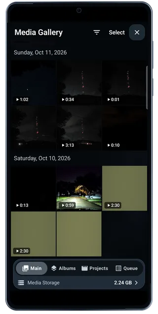 TimeLapsed Android: Media gallery