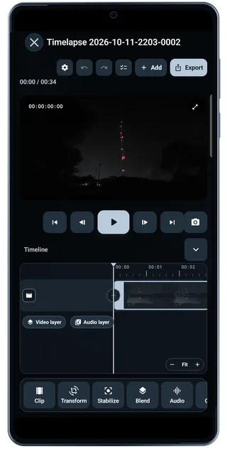 TimeLapsed Android: Video editor