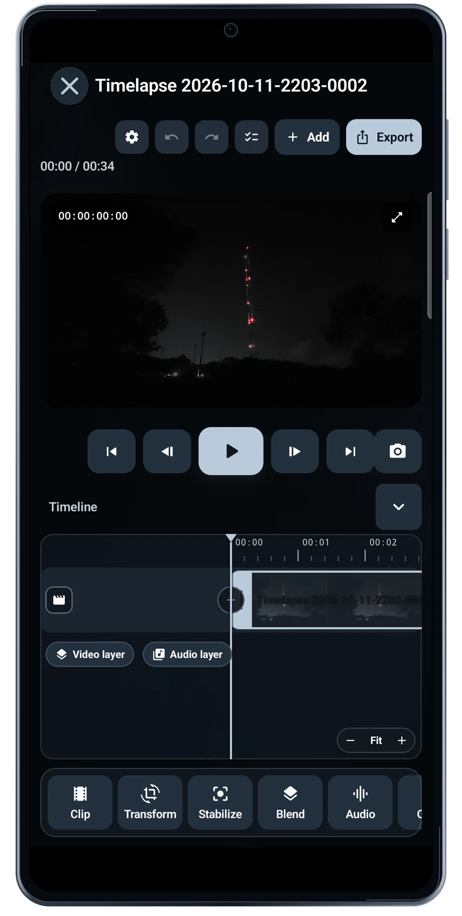 TimeLapsed Android: Video editor