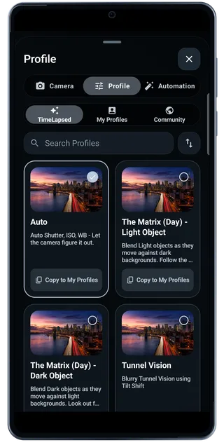 TimeLapsed Android: Profiles