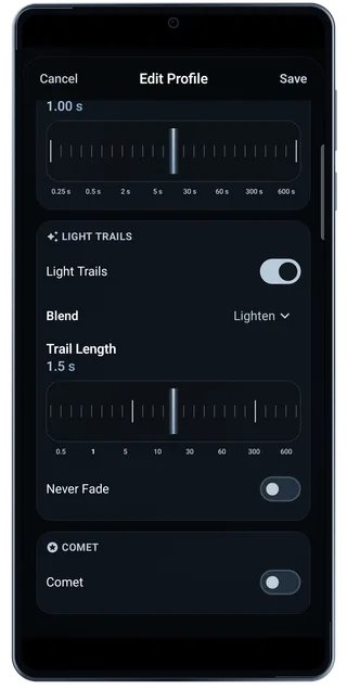 TimeLapsed Android: Profile editor capture