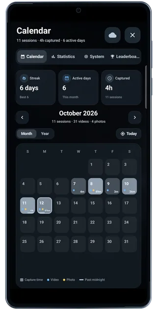 TimeLapsed Android: Calendar