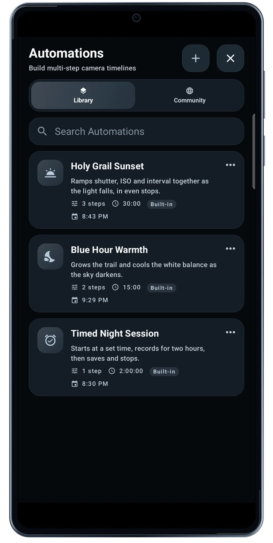 TimeLapsed Android: Automations library
