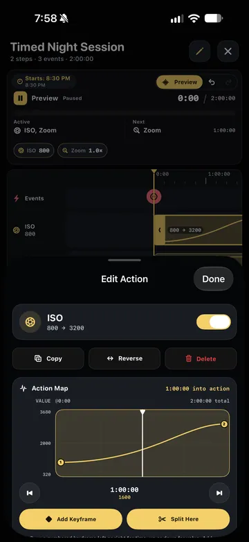 TimeLapsed Edit an ISO ramp and its action map