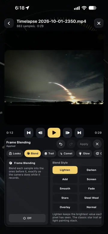 TimeLapsed Blend-style choices