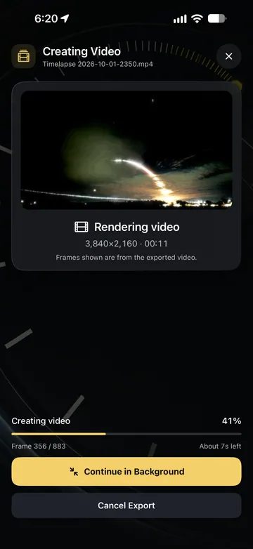 TimeLapsed Render progress for a processed movie