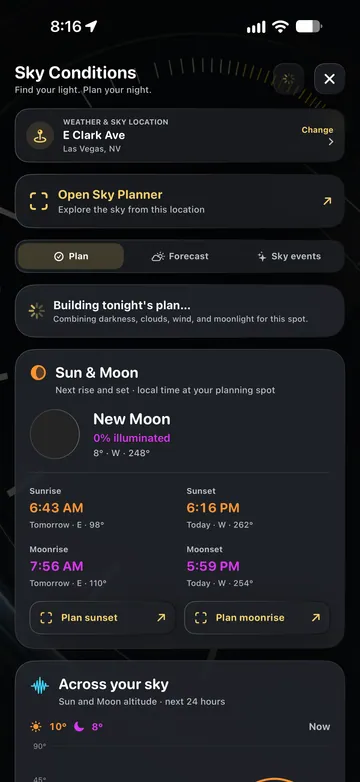 TimeLapsed Sky Conditions with Sun and Moon timing
