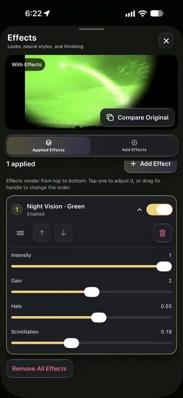 TimeLapsed Simulated night-vision treatment in the editor