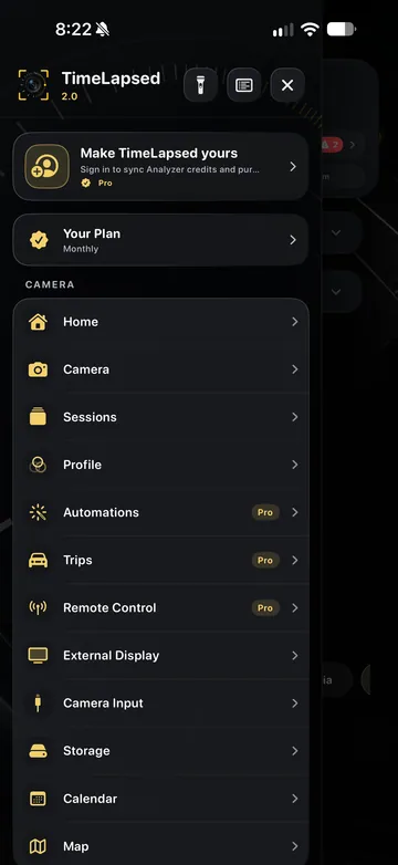 TimeLapsed Open Remote Control from app navigation