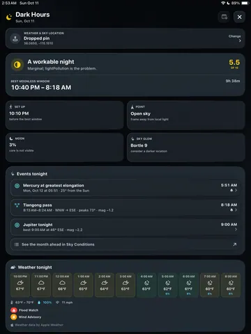 TimeLapsed Dark Hours on iPad