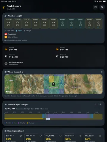 TimeLapsed Map context inside the Dark Hours plan