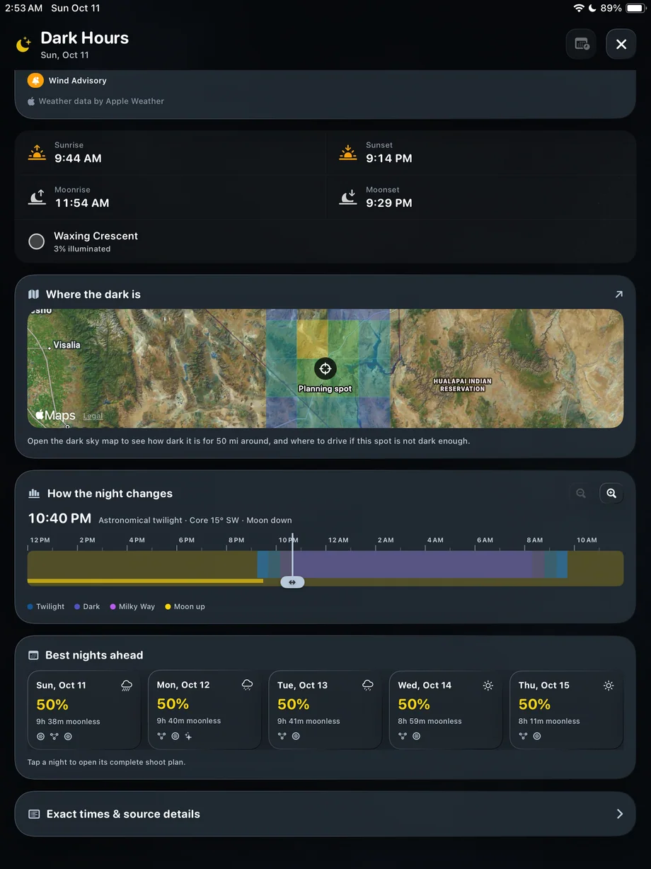 TimeLapsed Night changes and upcoming opportunities on iPad