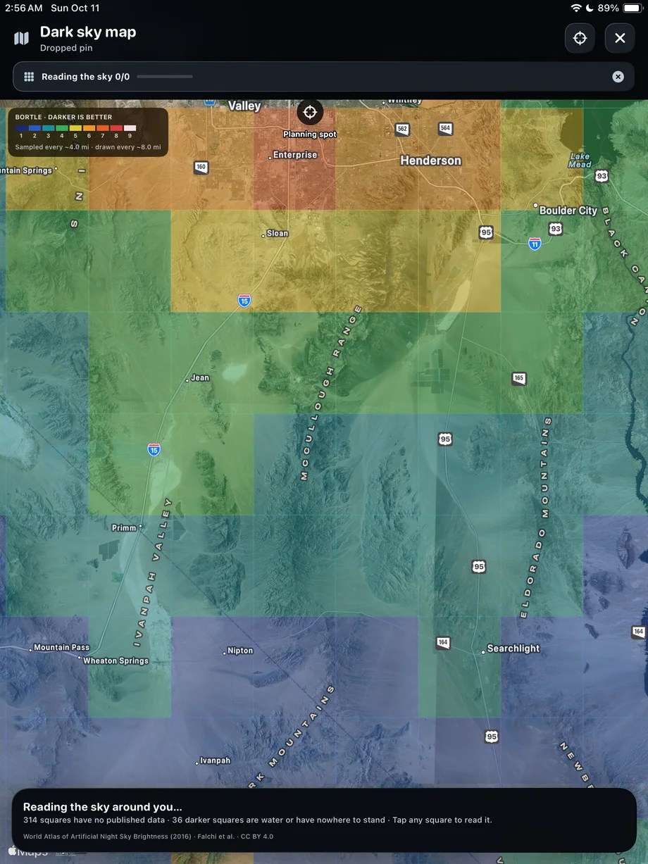 TimeLapsed The dark sky map on iPad