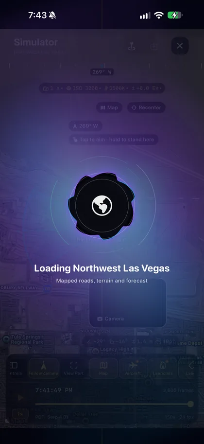 TimeLapsed Simulator on iPhone while the selected location loads