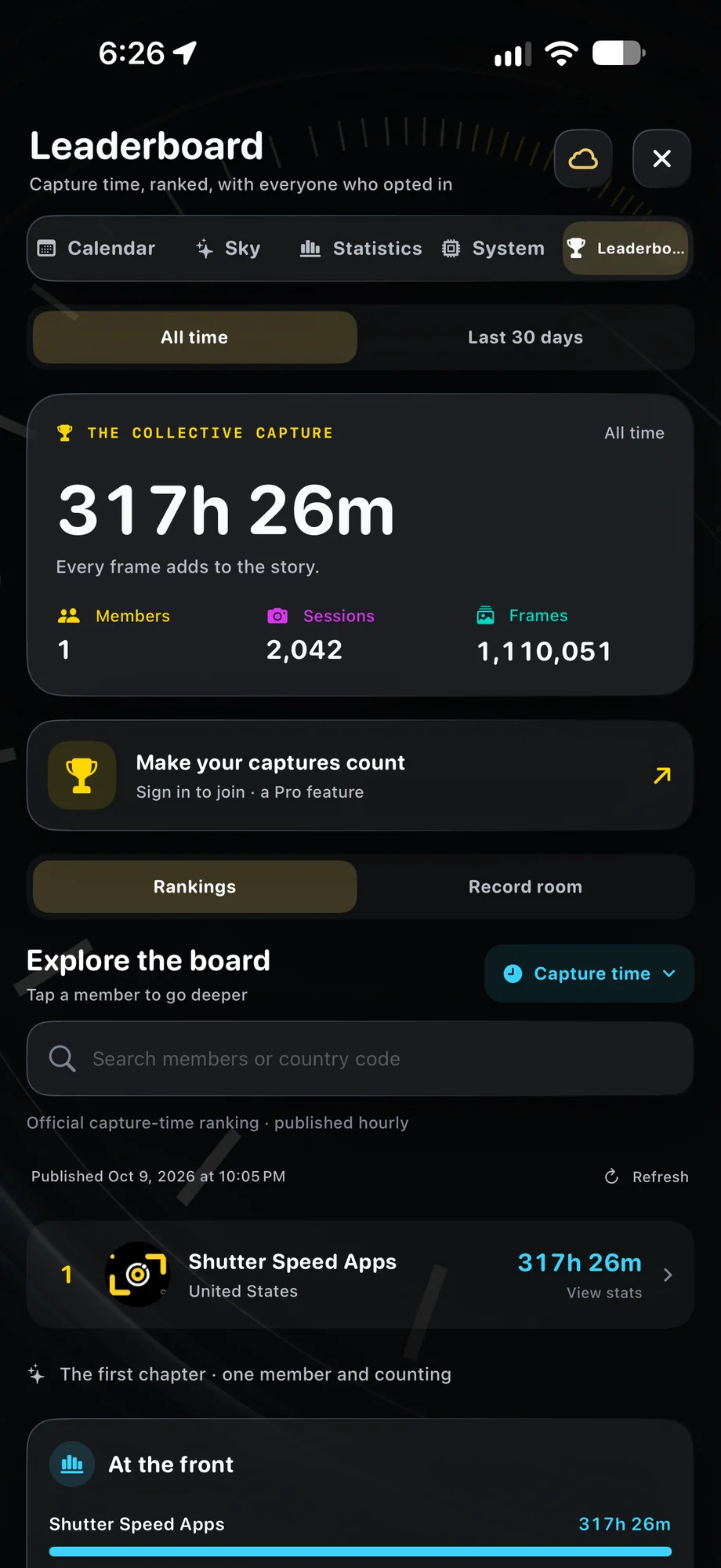 TimeLapsed Optional leaderboard and personal records