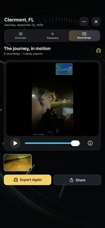 TimeLapsed Review and export the trip movie