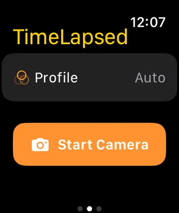 TimeLapsed TimeLapsed camera start screen on Apple Watch