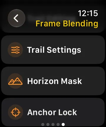 TimeLapsed Horizon Mask and trail settings on Apple Watch