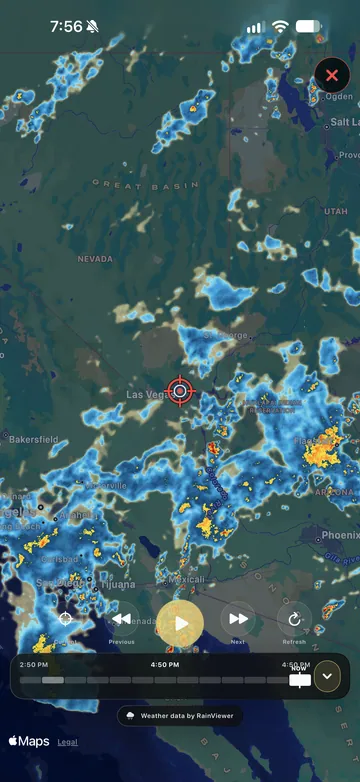 TimeLapsed Animated weather radar around the shoot location