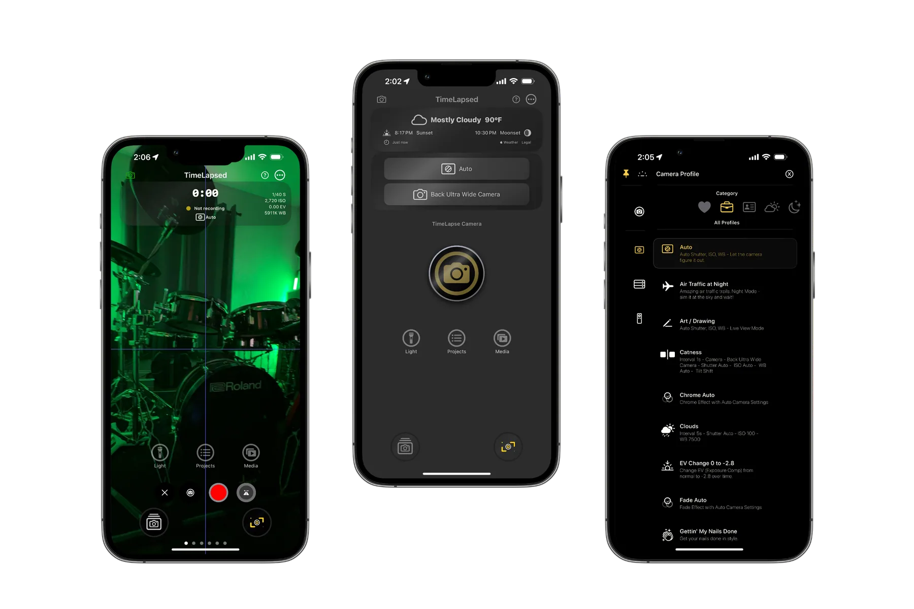 TimeLapsed 1.0 product screens